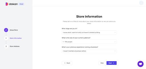 enter store information