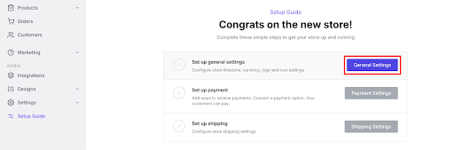 ecommerce store settings