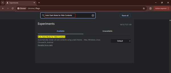 auto dark mode for web contents