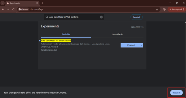 relaunch the chrome browser