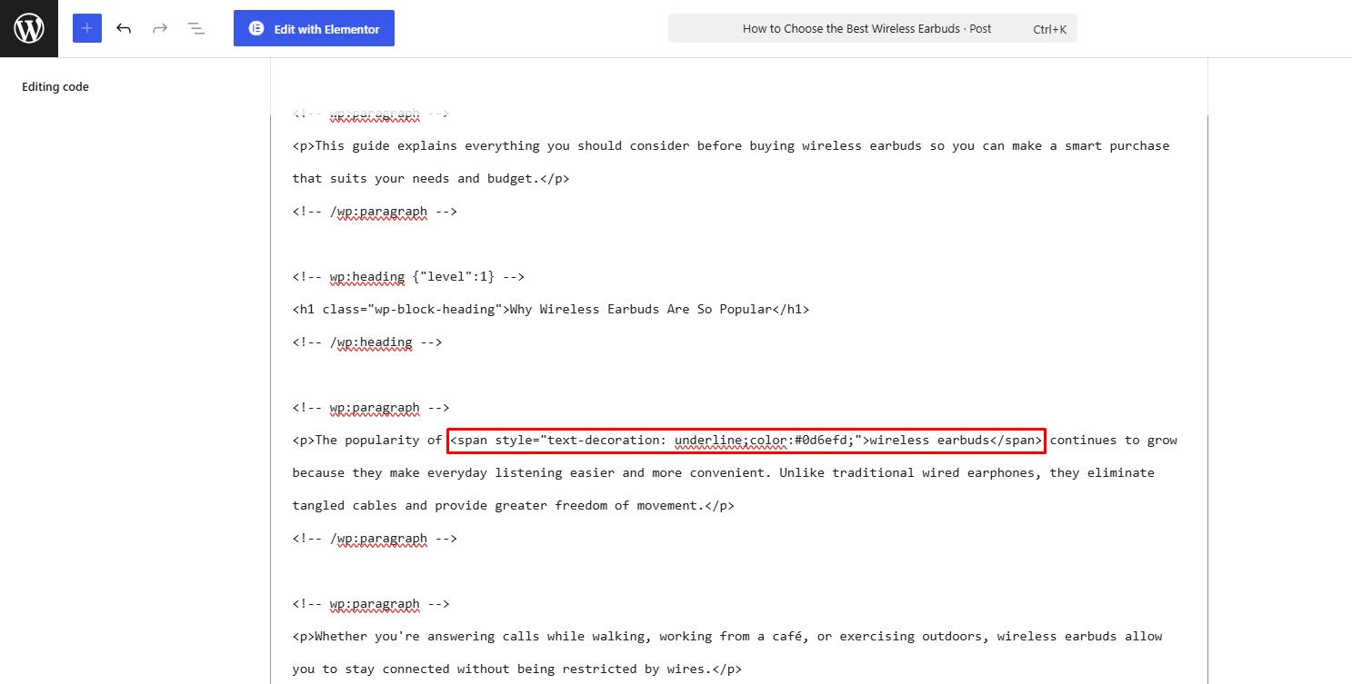 Colored underline HTML and CSS code example