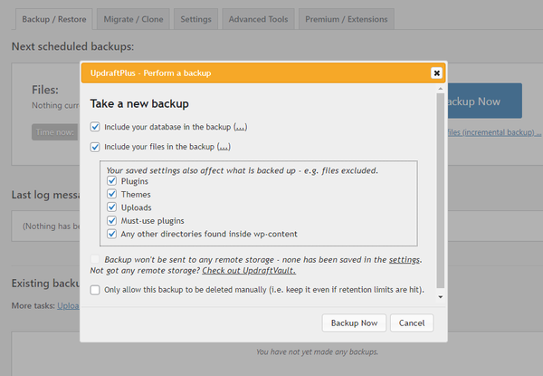 Open the Backup/Restore tab and select the theme