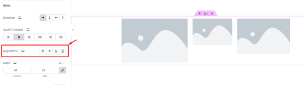 Align items control for Flexbox container