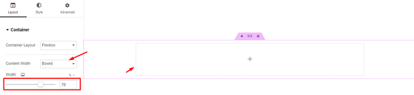 Container width set to boxed