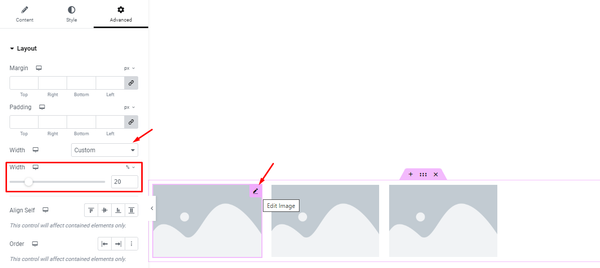 Custom item width