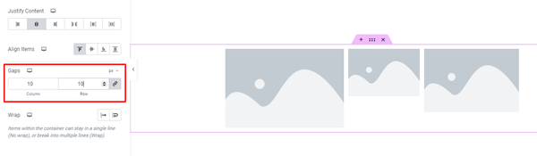 Gaps option for Column and Row gaps adjustments