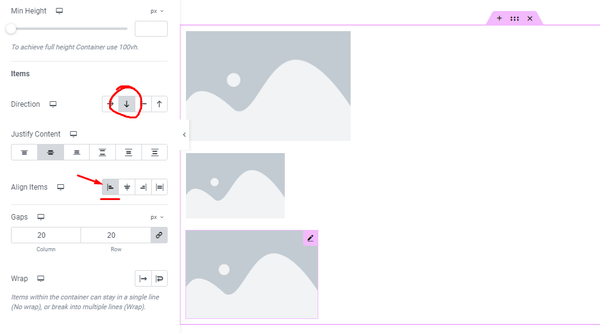 Start alignment option on column formation