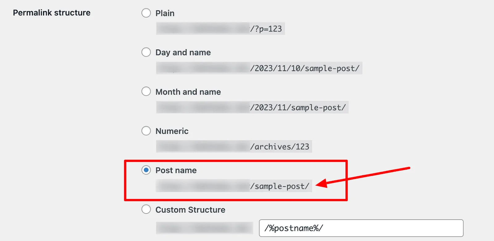 change permalink structure of your wordpress website