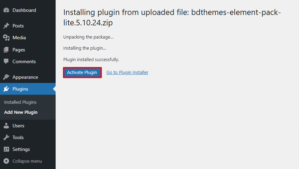 Activating WordPress plugin via Manual Method