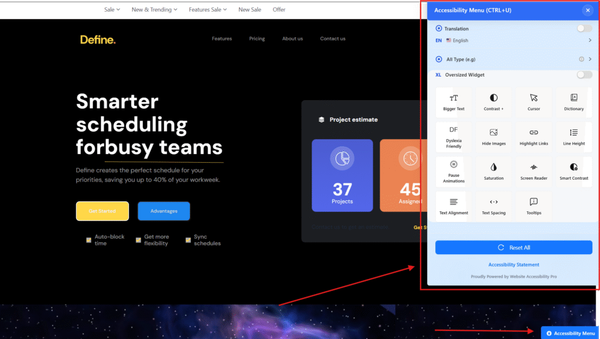personalized accessible menu with Sigmally - WordPress Accessibility Plugin