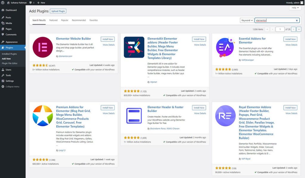 search elementor