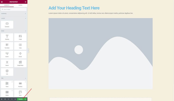 click the publish button