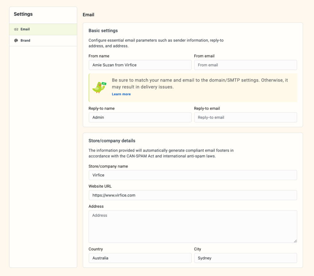 Configure Email Settings