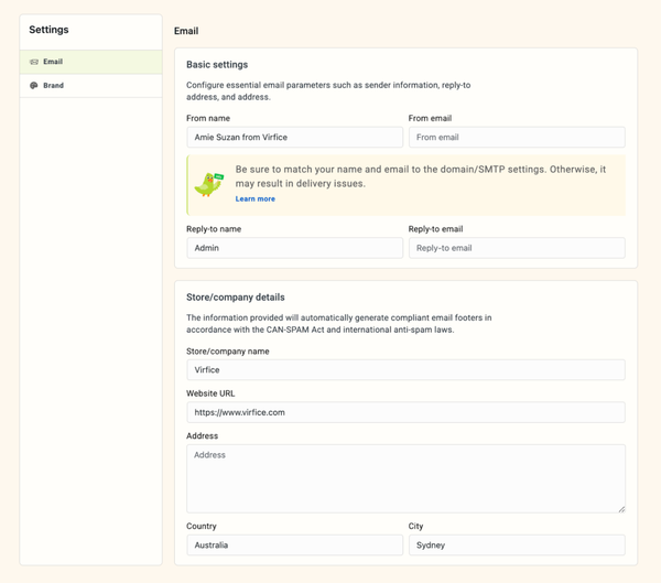 Configure Email Settings