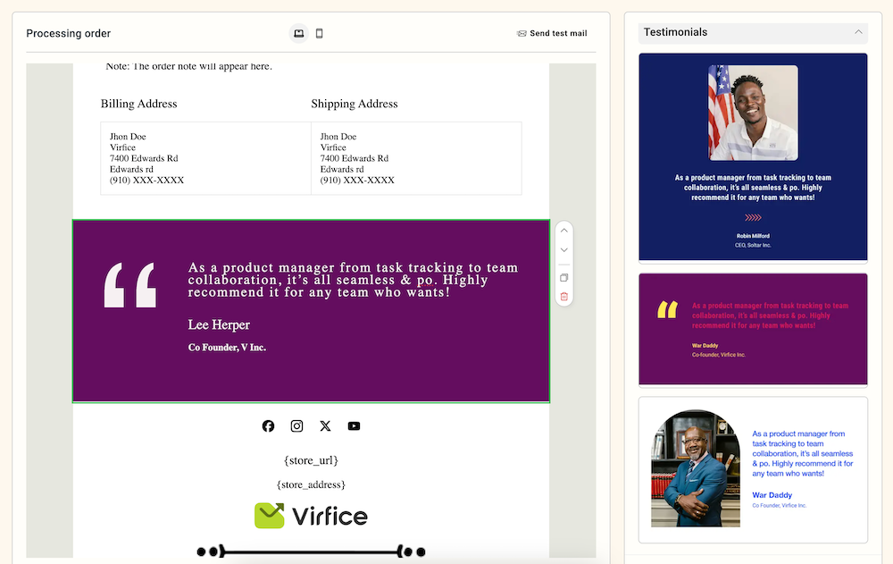 Testimonial in WooCommerce Emails