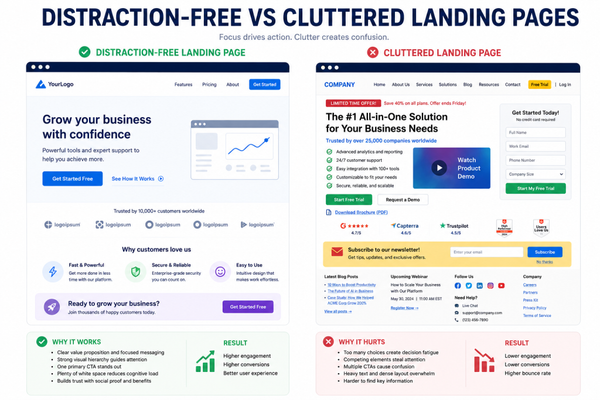 Comparison of landing page designs