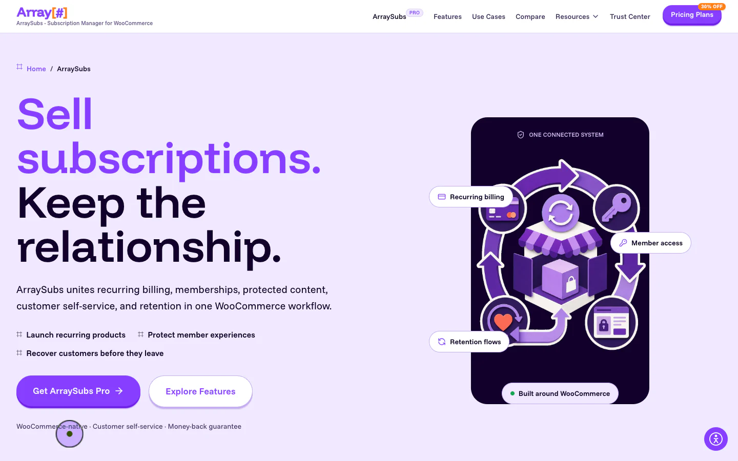 The ArraySubs product website.