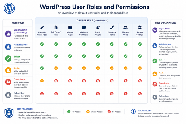 WordPress user roles and permissions overview