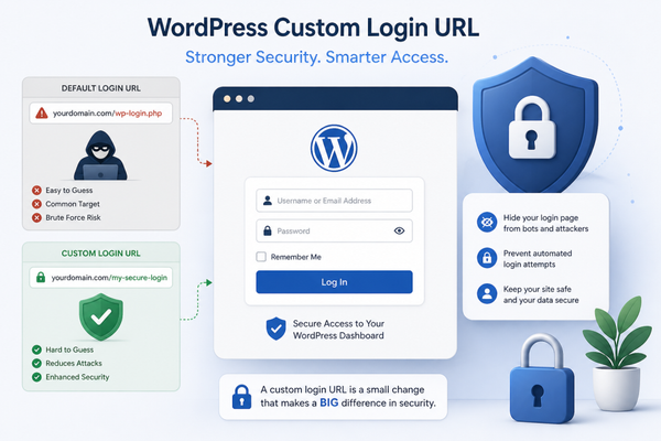 WordPress custom login URL benefits infographic