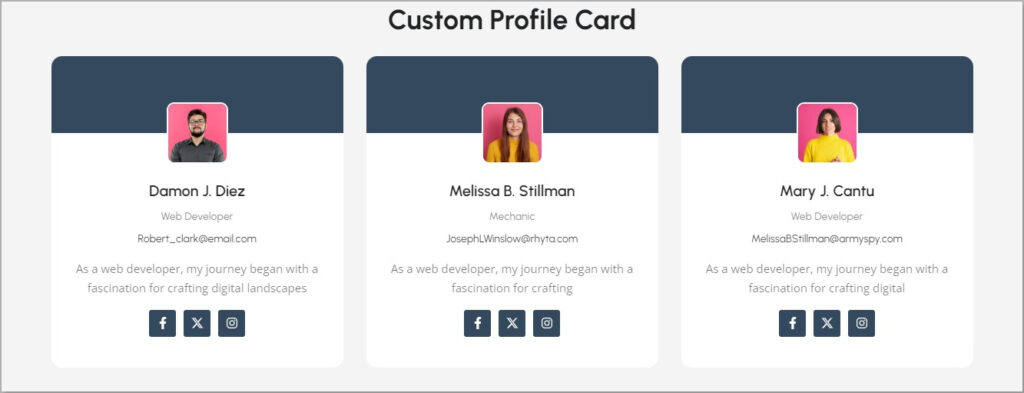 Profile Card block - ZoloBlocks