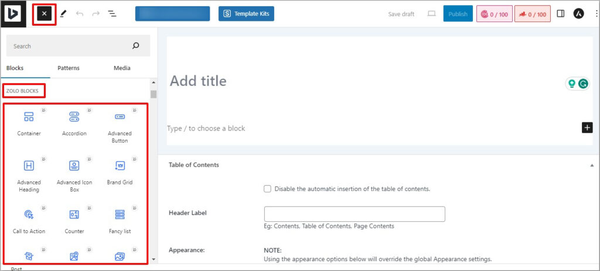ZoloBlocks widget panel in WordPress Block Editor ZoloBlocks widget panel in WordPress Block Editor