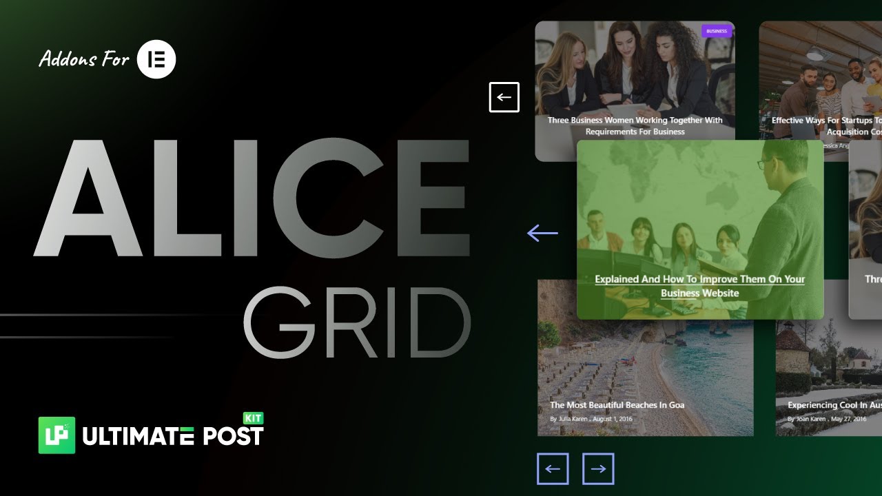 How to Use Alice Grid Widget by Ultimate Post Kit in Elementor