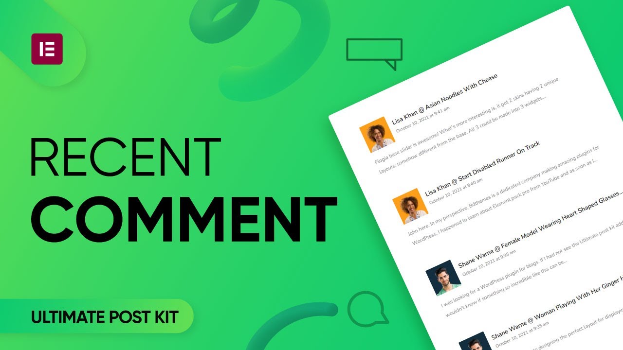 How to Use Recent Comment Widget by Ultimate Post Kit in Elementor | BdThemes Tutorial