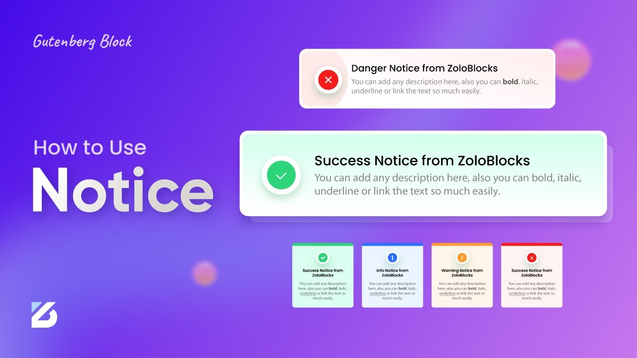 Customize Your WordPress Notifications with ZoloBlocks Notice Block!
