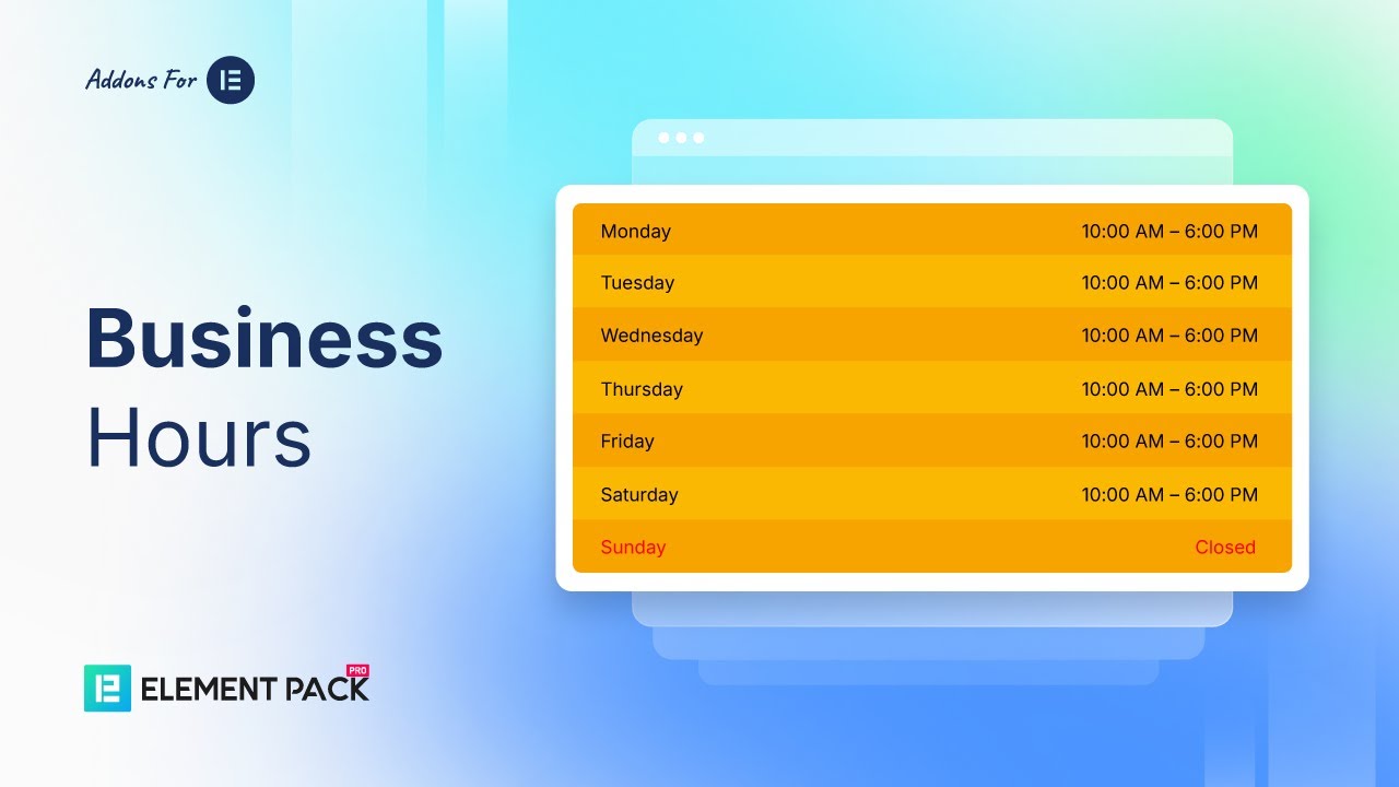 How to Use Business Hours Widget by Element Pack in Elementor