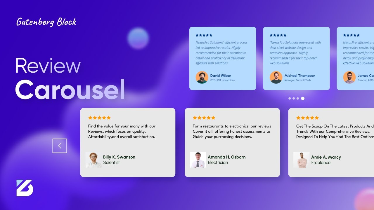 Build Best Review Sliders with Review Carousel Block for Gutenberg | ZoloBlocks Plugin