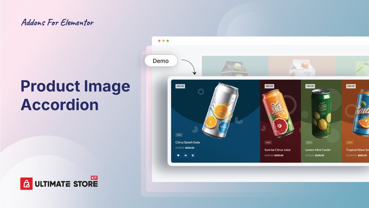 Display Products with Product Image Accordion | Ultimate Store Kit for Elementor