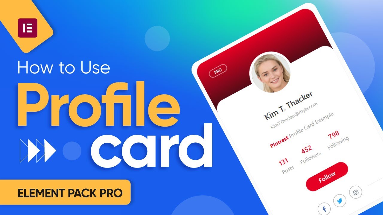 How to Use  Profile Card Widget by Element Pack in Elementor