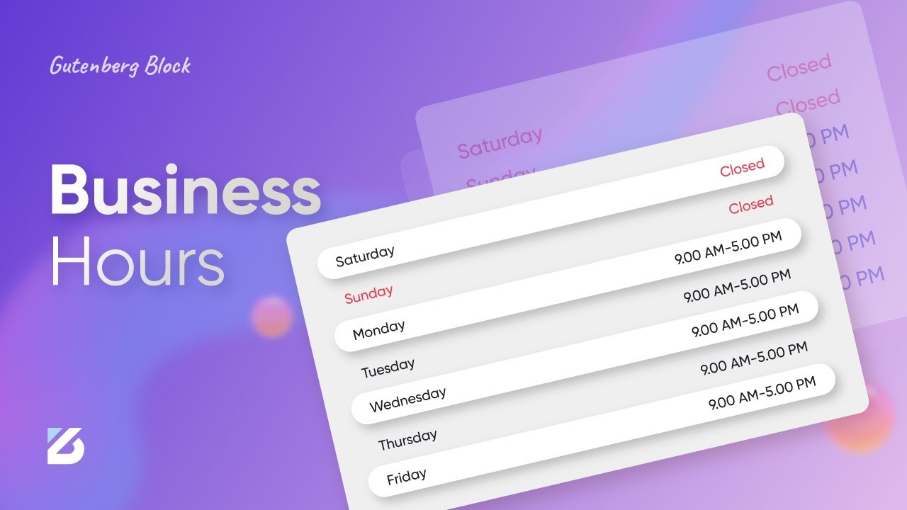Create Business Hours for Your Website in WordPress Easily | Powered by ZoloBlocks