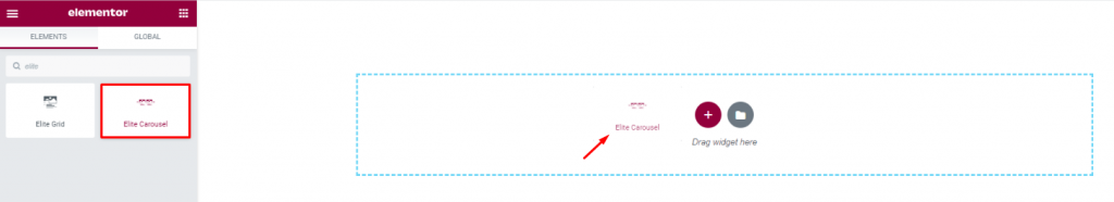 inserting the Elite Carousel widget