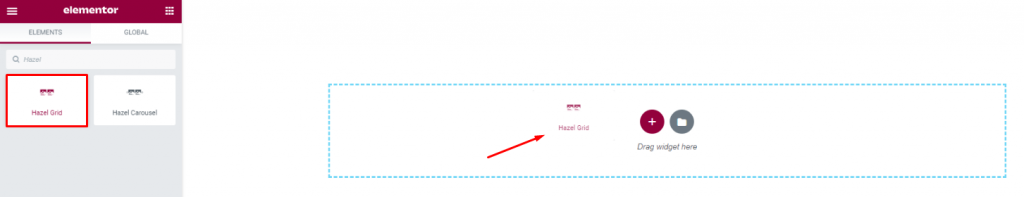 inserting the Hazel Grid widget