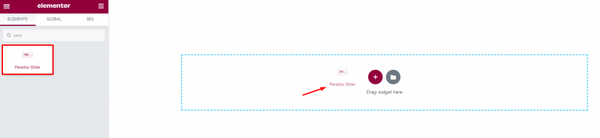 inserting the Paradox Slider widget