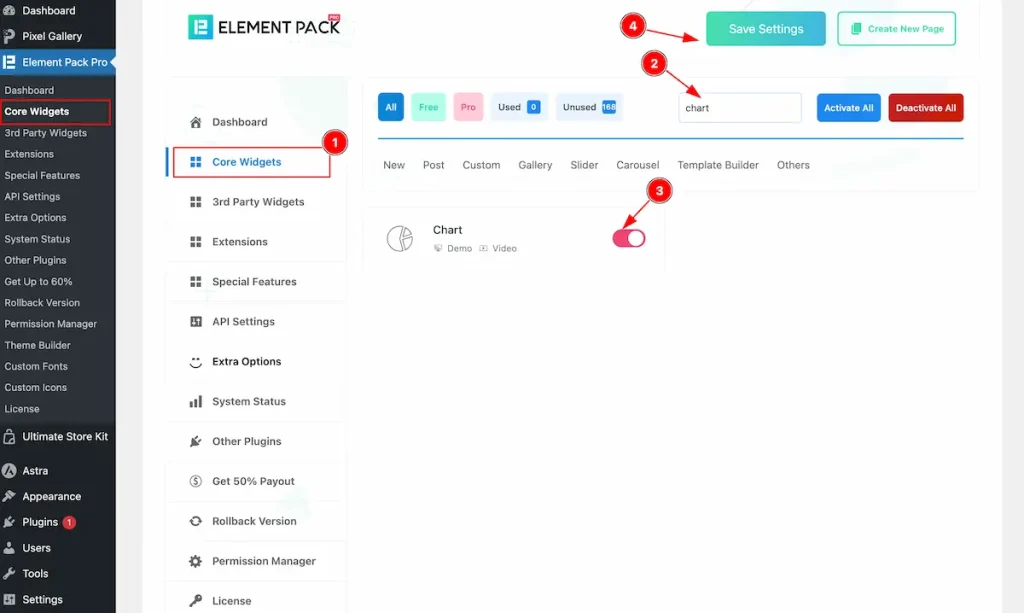 Activate the charts widget - BdThemes