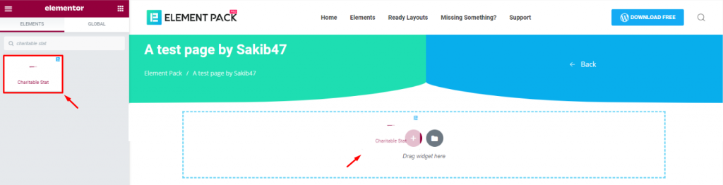 inserting Charitable Stat widget