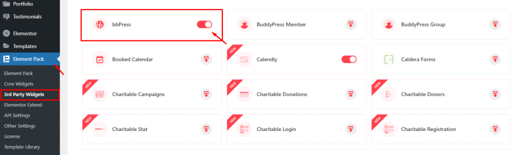 installing Bbpress widget in Elementor
