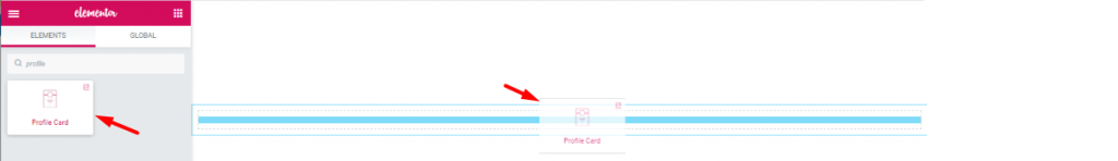 inserting Elementor Profile Card Widget
