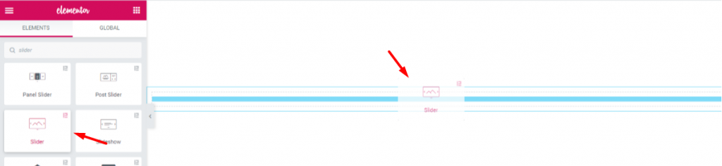 inserting Elementor Slider Widget