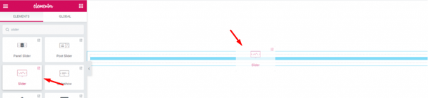 inserting Elementor Slider Widget