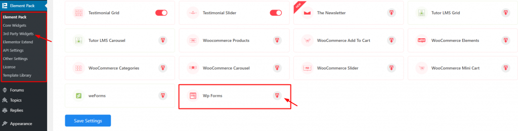 installing WP Forms widget