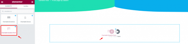 inserting Charitable Donation Form widget