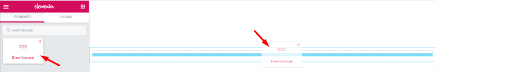 Inserting Elementor Event Carousel Widget