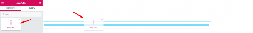 inserting Help Desk Widget in Elementor