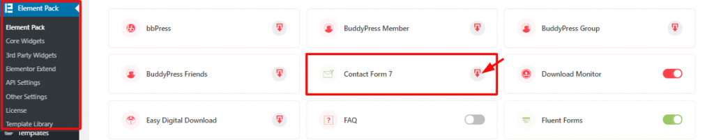 Installing Contact Form 7 Widget