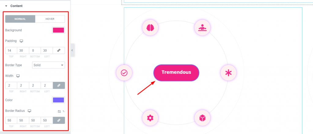 interactive circle content style