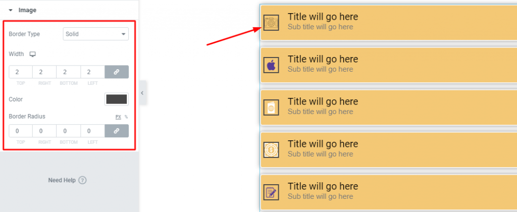image customization of the list widget