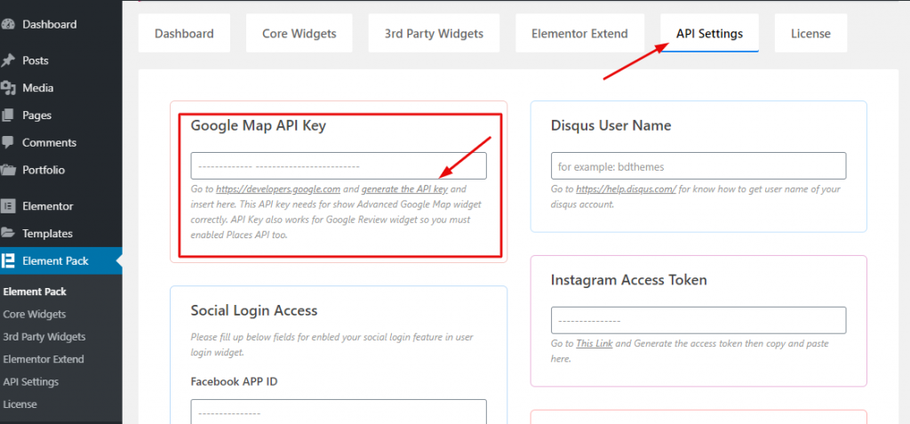 Setting location regarding to Generate API Key and Access Token